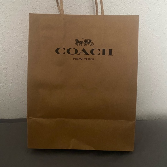 Coach shopping bag, small size, brown with black writing - Picture 1 of 2